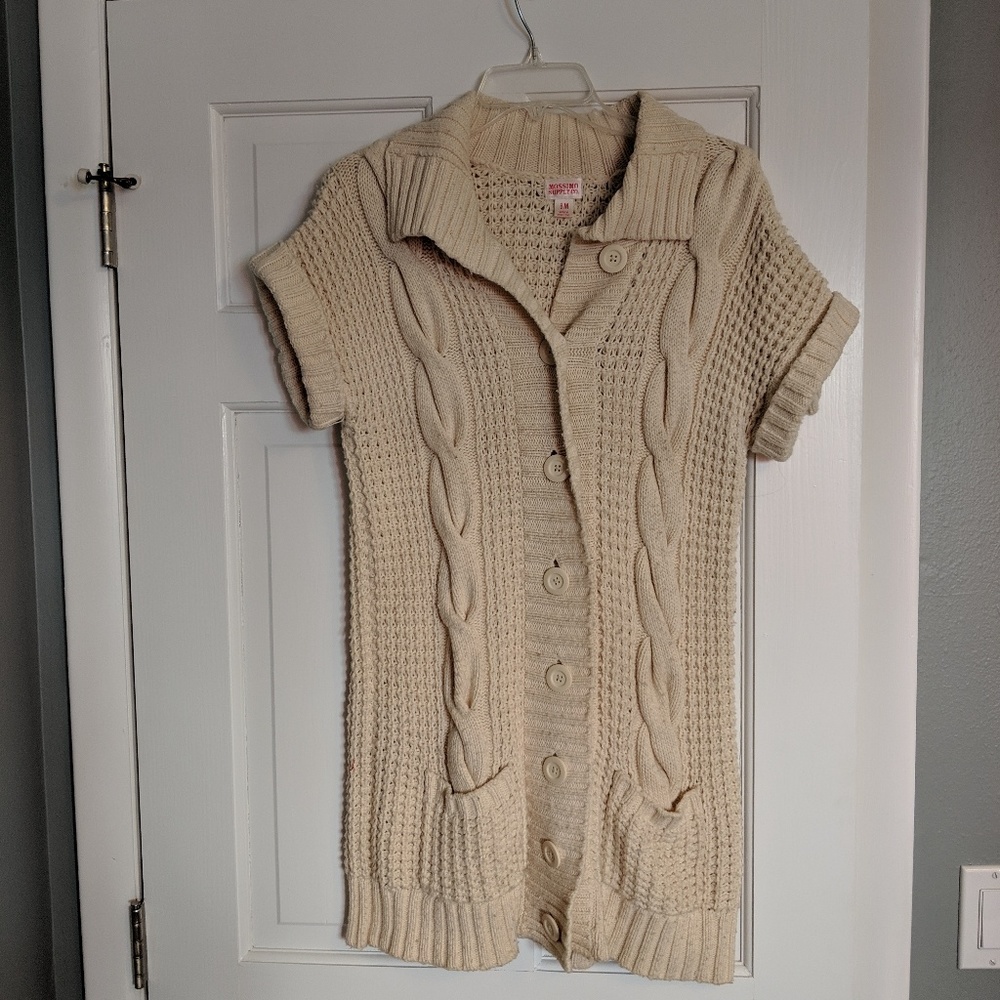 Short sleeved, button up sweater